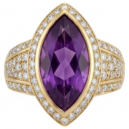 Earth-Mined Amethyst Precious Stone Ring – main view