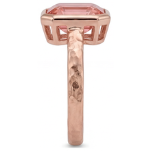 Peach Sapphire Rose Gold Engagement Ring 2.5 Carat Genuine Asscher Padparadscha Bezel Solitaire