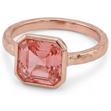 Peach Sapphire Rose Gold Engagement Ring 2.5 Carat Genuine Asscher Padparadscha Bezel Solitaire