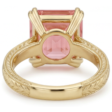 Peach Sapphire Engagement Ring 3.5 Carat Natural Asscher Padparadscha Solitaire 14K Yellow Gold