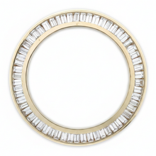 Baguette Diamond Watch Bezel 1.5 Carat 28 mm To Fit Rolex Datejust Genuine Natural 14K Yellow Gold Channel