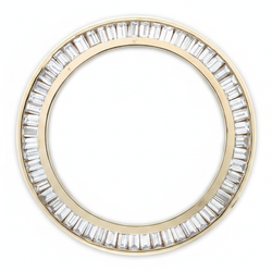 Baguette Diamond Watch Bezel 2.5 Carat 28 mm To Fit Rolex Datejust Genuine Natural 14K Yellow Gold Channel