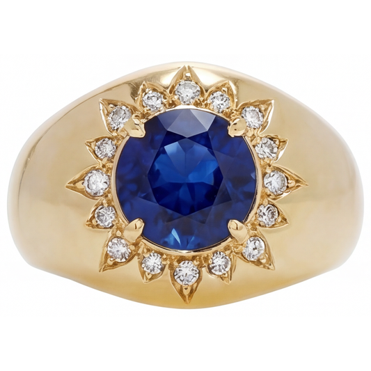 Colored Stone Ring 14 Karat Yellow Gold with Blue Sapphire – main view