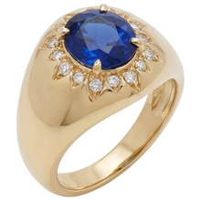 Real Blue Sapphire Colored Stone Ring – front view