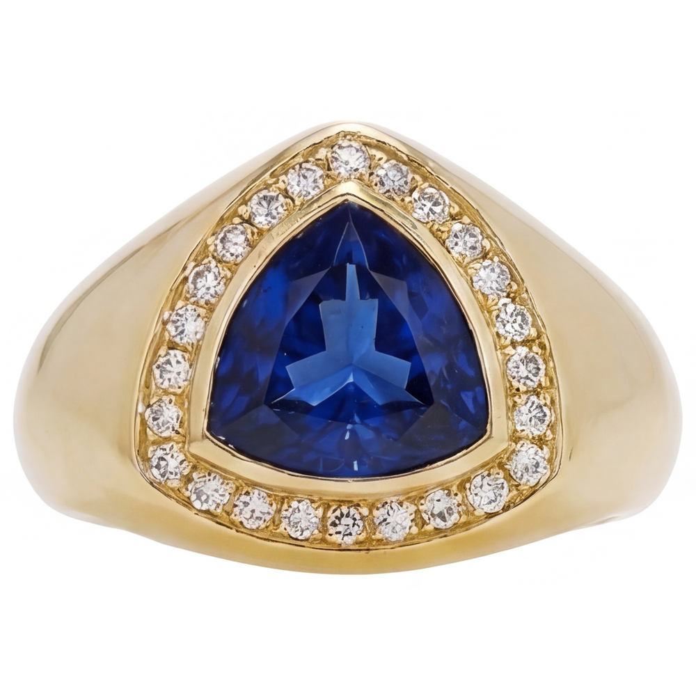 Trilliant Blue Sapphire ring in 14K Yellow Gold – main view