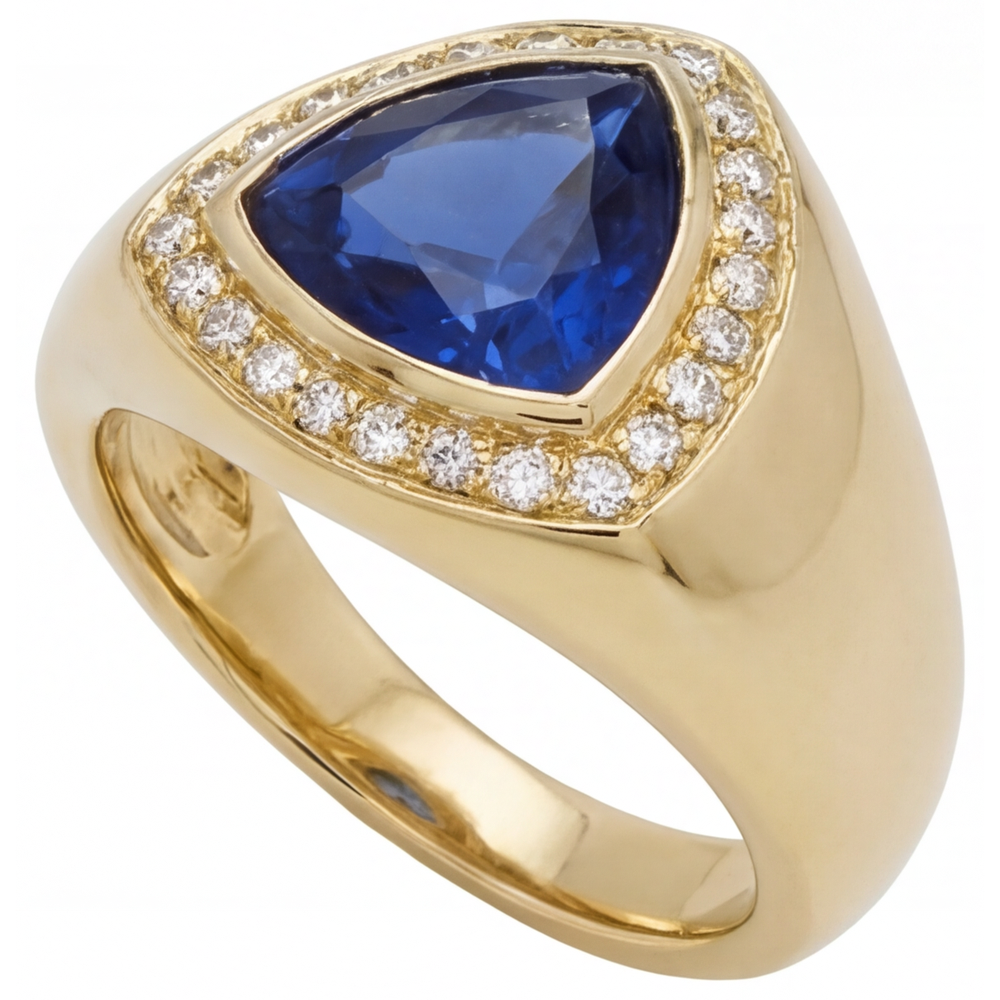 Blue Sapphire Colored Stone Ring 4-ct 14K Yellow Gold – side view