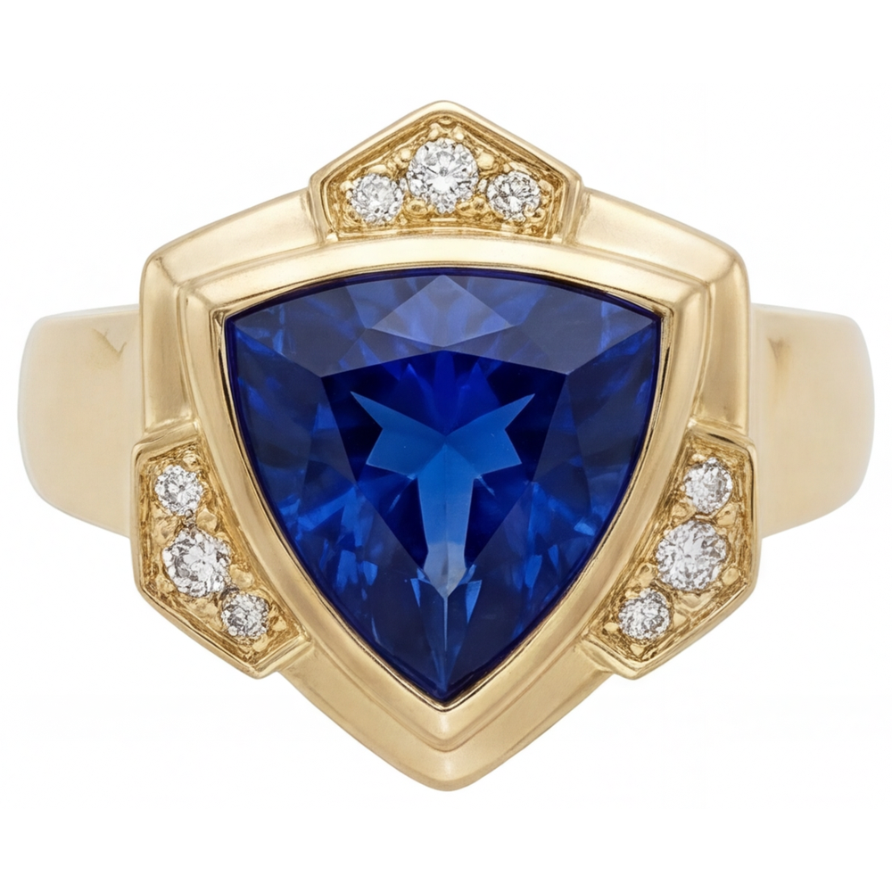 Earth-Mined Blue Sapphire Fine Jewelry 5.5 ct 14 Karat Yellow Gold – main view