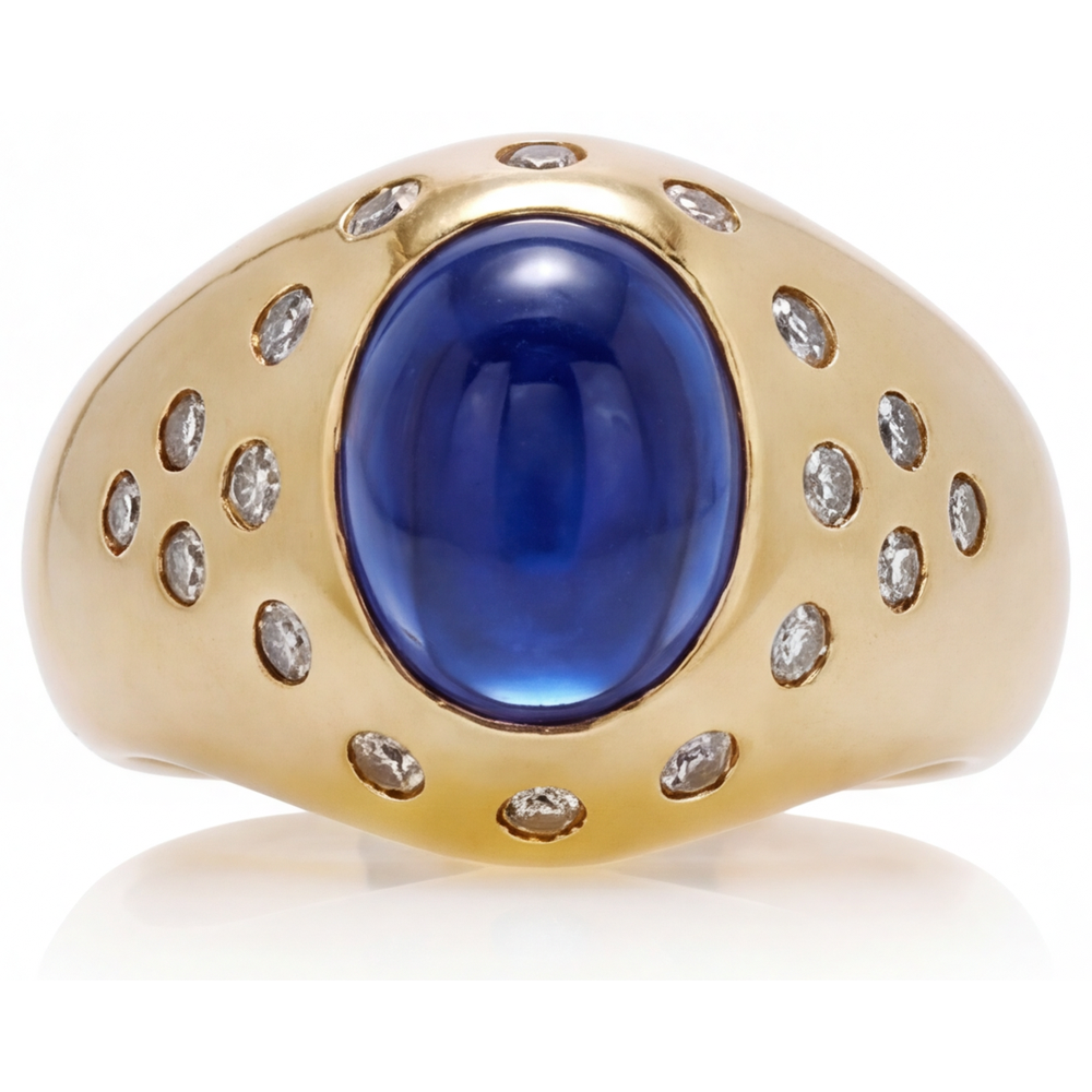 Blue Sapphire Gemstone Ring 5-ct 14K Yellow Gold – main view