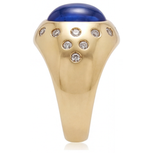 Designer Blue Sapphire Gemstone Ring 5 ct – side view