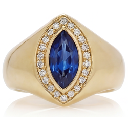 14 Karat Yellow Gold VVS Clarity Blue Sapphire Precious Stone