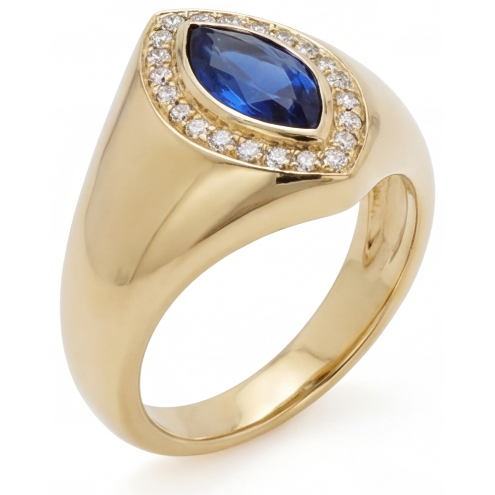 Exquisite Blue Sapphire Precious Stone Ring 2.75 ct – side view