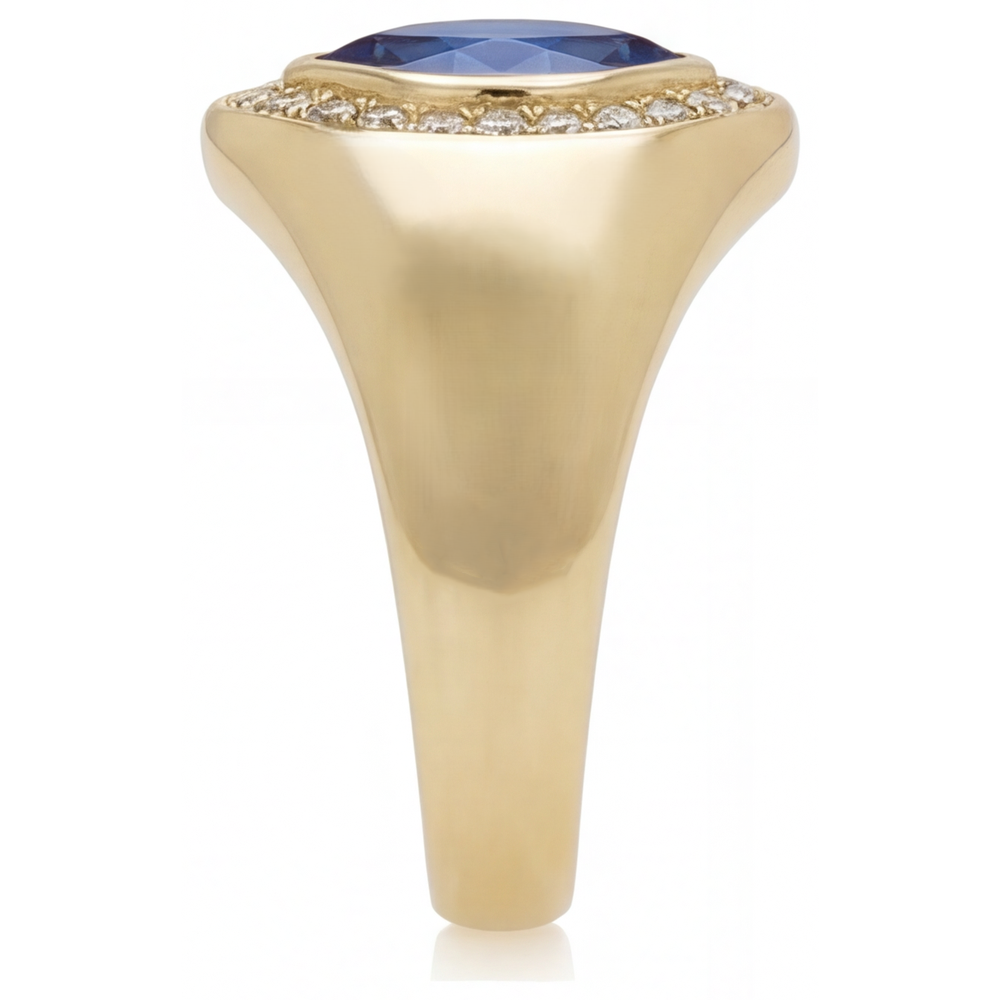 Precious Stone Ring 14 Karat Yellow Gold with Blue Sapphire – angle view