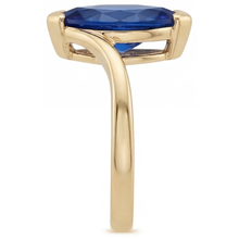 Blue Sapphire Marquise Precious Stone Ring in 14K Yellow Gold – angle view
