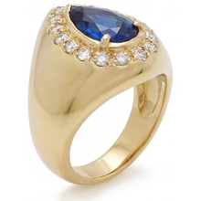 Earth-Mined Blue Sapphire Precious Stone Ring 3.75 ct 14 Karat Yellow Gold – front view