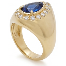 Blue Sapphire Precious Stone Ring 3.75-ct 14 Karat Yellow Gold – angle view