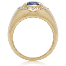 Blue Sapphire Pear Cut Precious Stone Ring in 14 Karat Yellow Gold – top view
