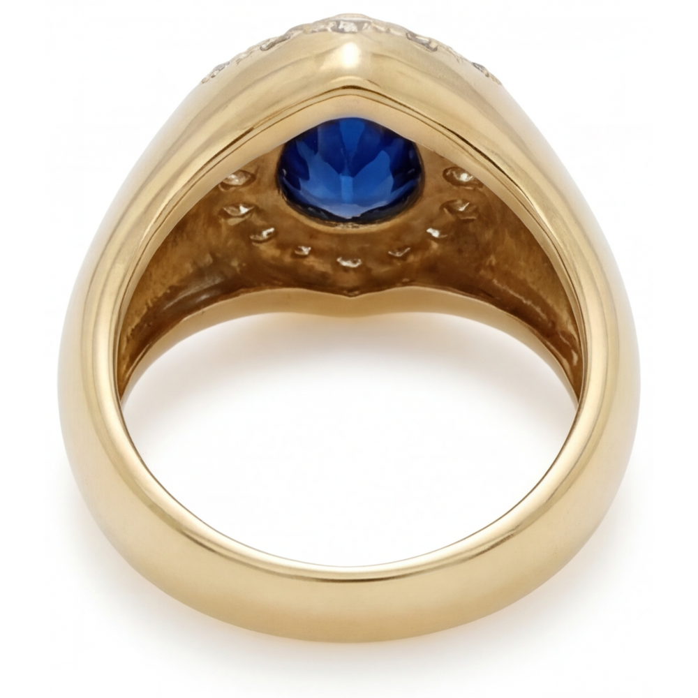 Earth-Mined Blue Sapphire Precious Stone Ring 3.75 ct 14 Karat Yellow Gold – back view