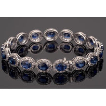 IGI CERTIFIED Blue Sapphire Tennis Bracelet Prong Set 39 Carats Women Jewelry