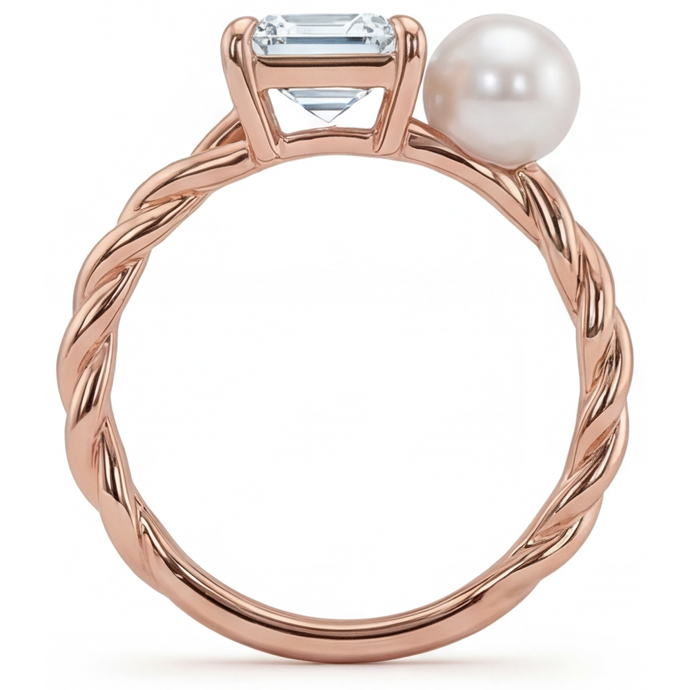 Fine Jewelry Ring 14K Rose Gold with Brilliant Diamond – angle view