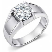Brilliant Diamond Round Brilliant Gentleman's Ring in 14K White Gold – side view