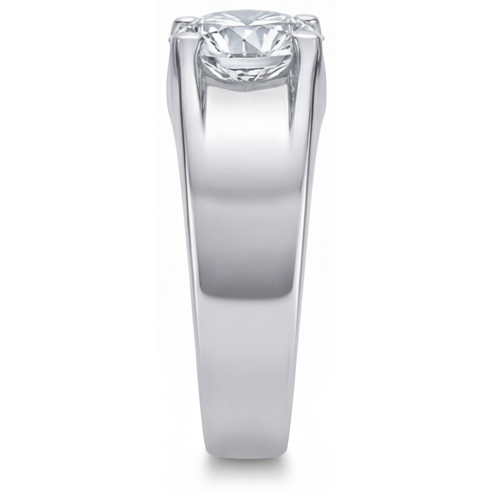 Round Brilliant Brilliant Diamond ring in 14K White Gold – profile view