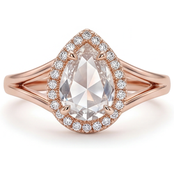 Rose Cut Halo Engagement Ring – Brilliant Diamond 2.5 ct 14K