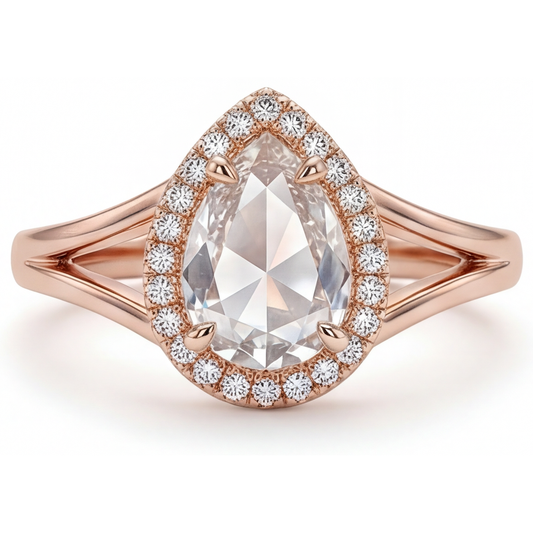 Halo Engagement Ring 14K Rose Gold with Brilliant Diamond – main view