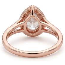 Brilliant Diamond Pear Shape Halo Engagement Ring in 14K Rose Gold – profile view