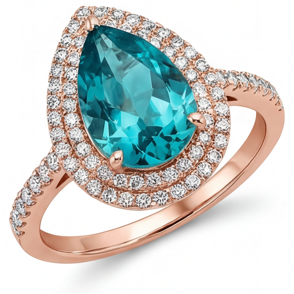 Earth-Mined Brilliant Diamond Halo Engagement Ring 3 ct 14K Rose Gold – main view