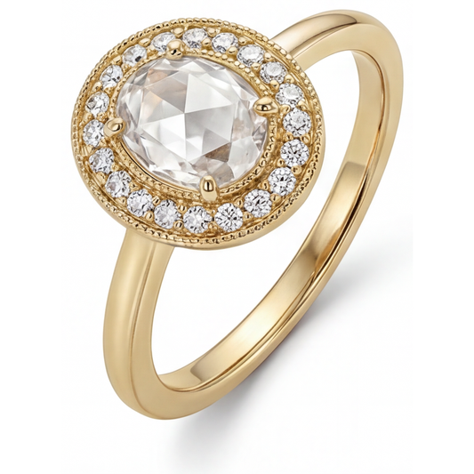 Natural Brilliant Diamond Halo Setting Ring 2 ct 14 Karat Yellow Gold – front view