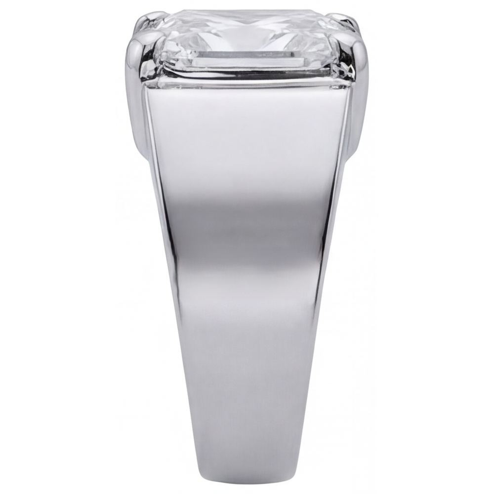 Brilliant Diamond Radiant Cut Men's Ring in 14K White Gold – angle view