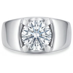 2 ct Brilliant Diamond Mens Ring in 14 Karat White Gold