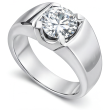 Brilliant Diamond Round Brilliant Mens Ring in 14 Karat White Gold – angle view