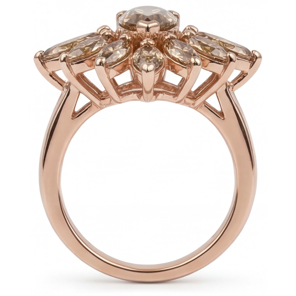Brilliant Diamond Marquise Cut Ring in 14K Rose Gold – angle view