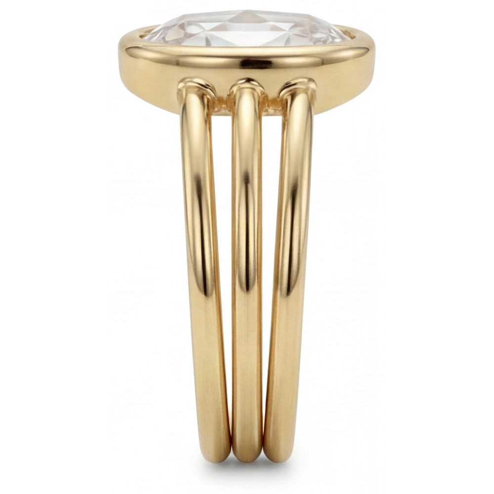 Single Stone Ring 14K Yellow Gold with Brilliant Diamond – angle view