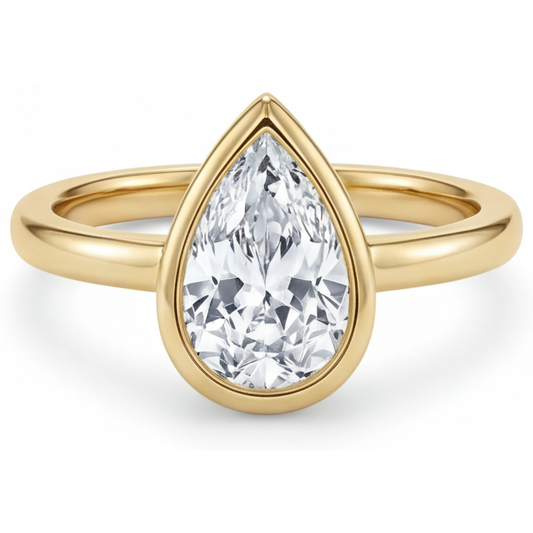 Brilliant Diamond Pear Shape Solitaire Engagement Ring in 14K Yellow Gold – main view