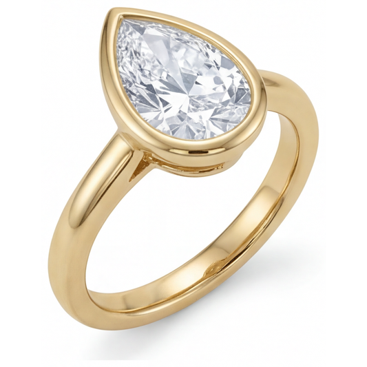 Solitaire Engagement Ring 14K Yellow Gold with Brilliant Diamond – front view