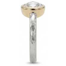 Brilliant Diamond Oval Solitaire Engagement Ring in Two-Tone 14K Gold – profile view