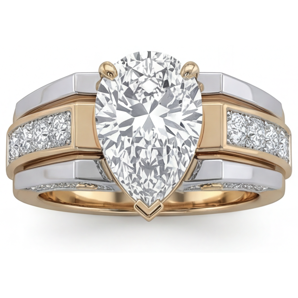 Real Brilliant Diamond Solitaire with Side Stones – side view