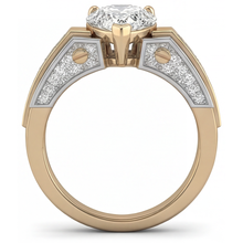 Brilliant Diamond Pear Cut Solitaire with Side Stones in Two-Tone 14K Gold – profile view