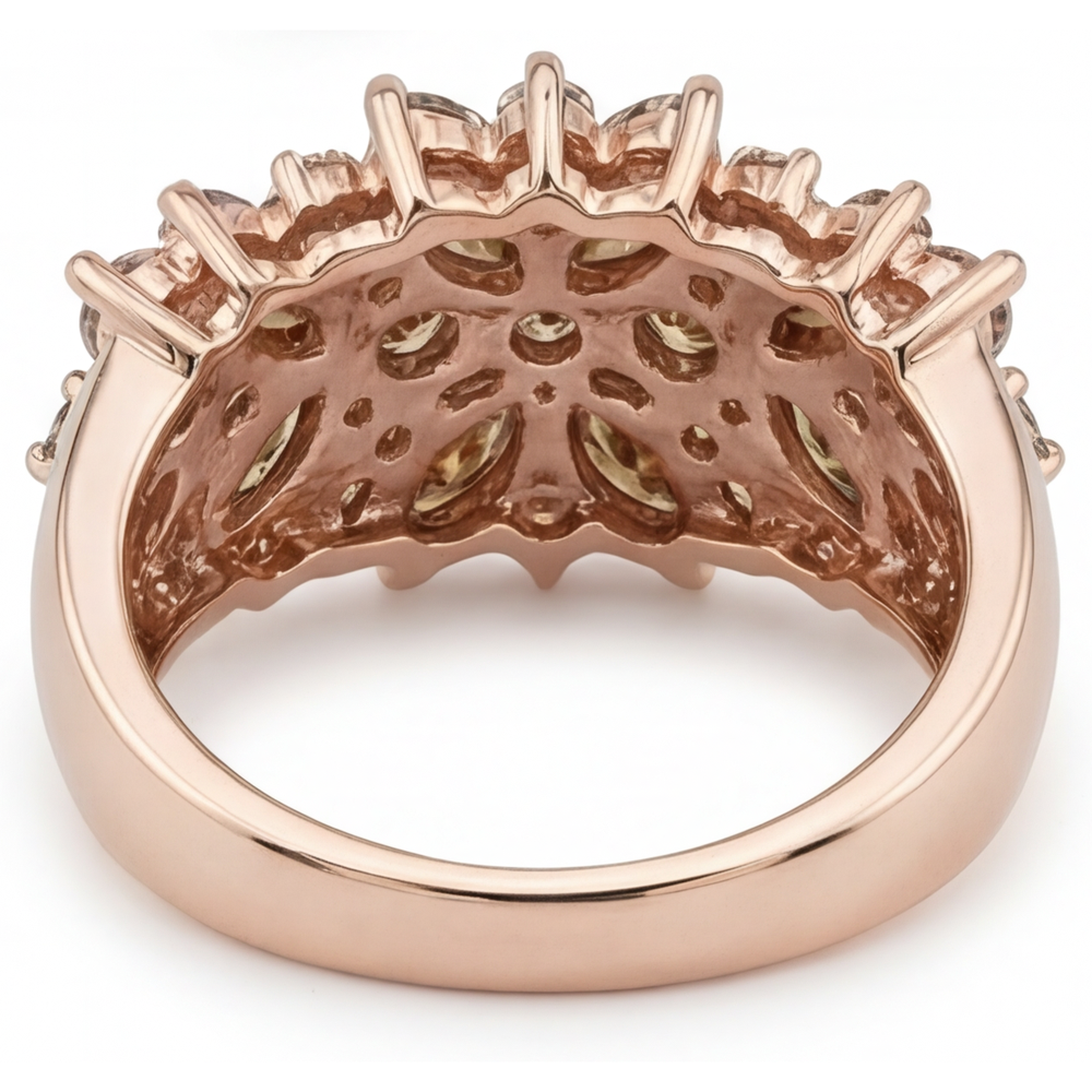 Brilliant Diamond Marquise Cut Statement Ring in 14K Rose Gold – side view