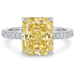 Canary Yellow Diamond Pavé Fine Jewelry Ring 2 ct in 14K White