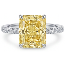 Canary Yellow Diamond Radiant Fine Jewelry Ring in 14K White Gold – main view