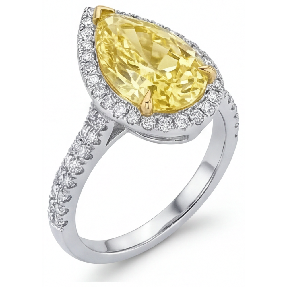 Fine Jewelry Ring 14K Two Tone Gold with Canary Yellow Diamond – profile view