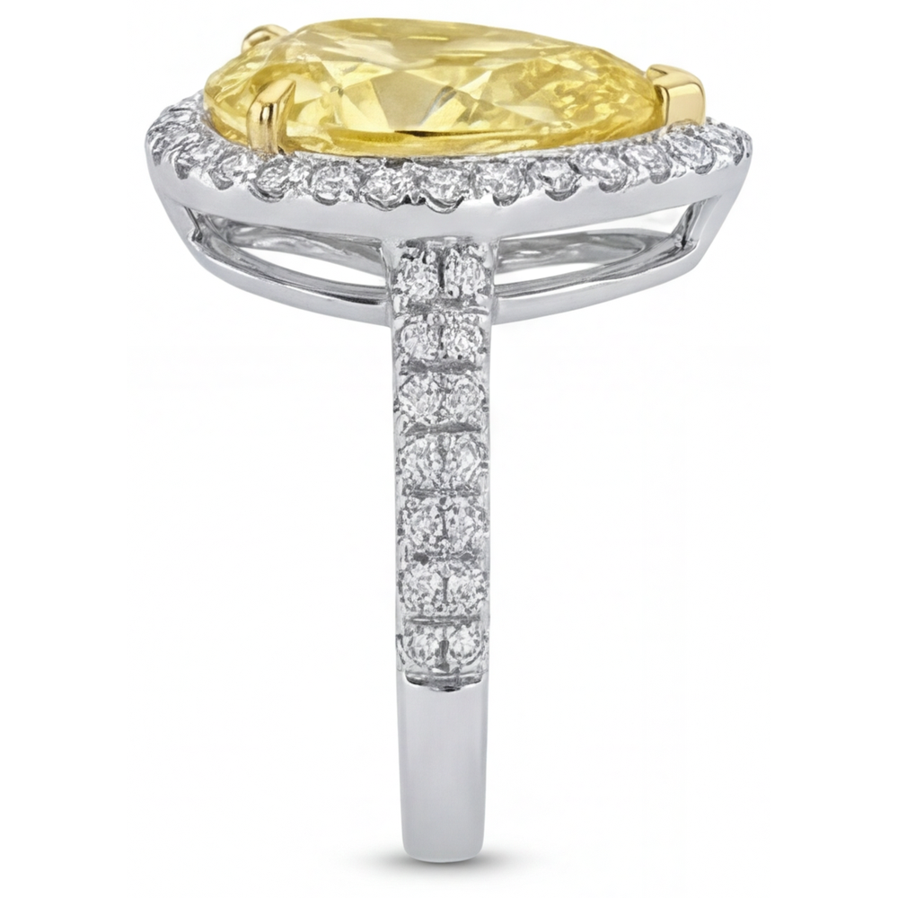 Fine Jewelry Ring 14K Two Tone Gold with Canary Yellow Diamond – top view