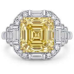 Custom Halo Engagement Ring with VVS Clarity Canary Yellow