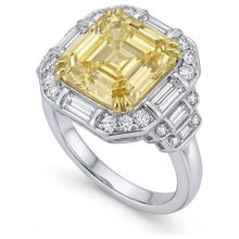 Natural Canary Yellow Diamond Halo Engagement Ring 3.0 ct 14K Two Tone Gold – side view