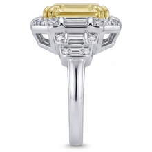 Custom Canary Yellow Diamond Halo Engagement Ring 3.0 ct – profile view