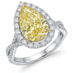 VVS Clarity Halo Ring – Canary Yellow Diamond 1.50 ct 14 Karat