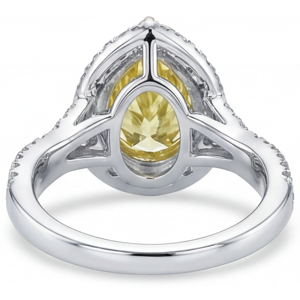 Canary Yellow Diamond Halo Ring 1.50-ct 14 Karat Two Tone Gold – angle view